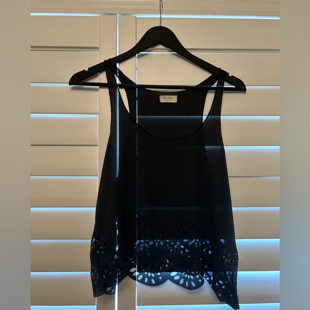 Brandy Melville John Galt Black Lasercut Tanktop (OS)